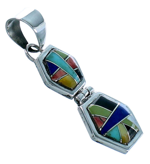 Authentic Sterling Silver Multicolor Inlay Southwestern Pendant SX106526